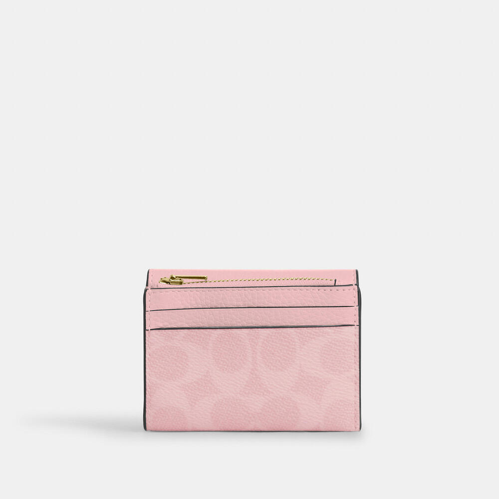 Coach Card Holder Wallet In Signature Canvas Powder Pink NWT - Picture 5 of 6